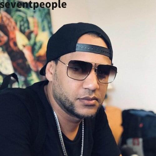 Vintage Oversized Square Sunglasses Men Fashion Brand Designer Round Metal Sun Glasses Women Trendy Sunglass UV400 Oculos De Sol