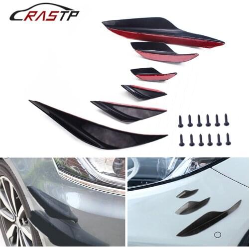 RASTP- Front BumperLip Splitter Fin Air Knife Auto Body Kit Valence Chin Accessory Car Spoiler Canards Black RS-LKT027