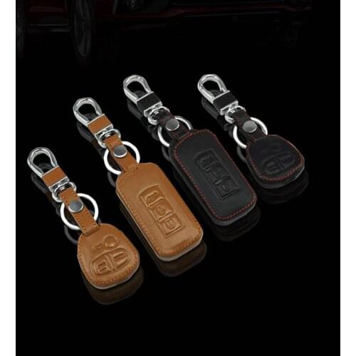 Car-styling Leather Remote key cover shell case For MITSUBISHI ASX Outlander Lancer Pajero Eclipse Grandis FORTIS Zinger Mirage