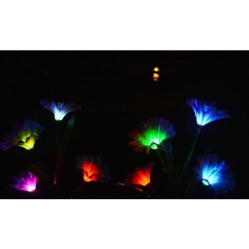 Solar Lamps 4 Head Horn Flower LED Flower Decoration Lawn Lamp Colorful Solar Outdoor Waterproof Garden Decoration Lawn Lights