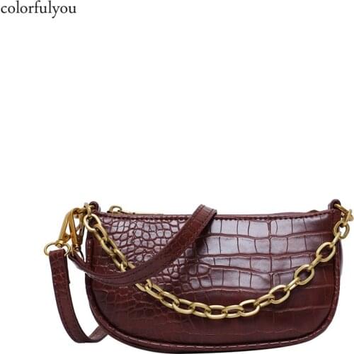 Retro crocodile pattern PU Leather handbag for women Crossbody Bags Small chain Shoulder Messenger Bag Lady luxury handbag Purse