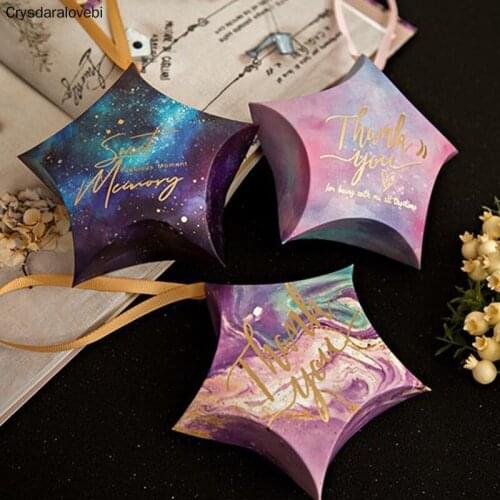 Five-Pointed Star PARTY Favour Boxes, Gold Foil Paper Gift Candy Box, Happy BIRTHDAY Party Decoration Eid blessing
