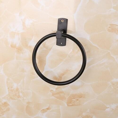 Towel Rack Euro Antique Style 16cm Diameter Black Paint Aluminum Towel Ring Holder For Bathroom Wall Storage Organizer