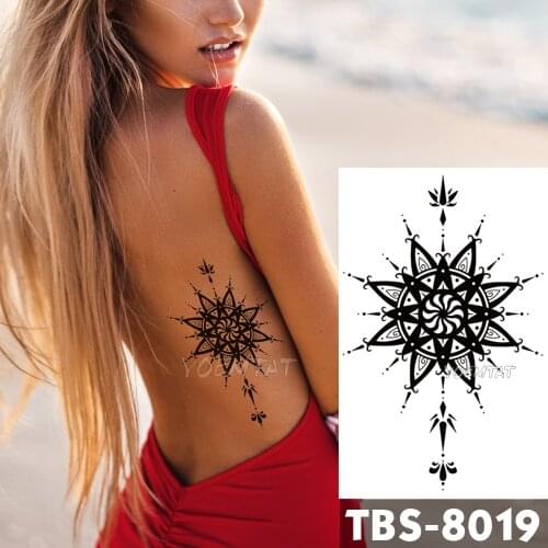 12x19cm Waterproof Temporary Tattoos Black mandala Flash Tattoo Sticker Henna Tribal Totem Tatoo DIY Arm Fake Tattoo Women