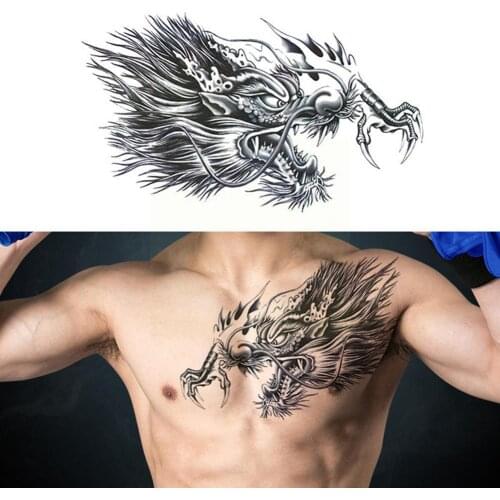Temporary Tattoos For Men Shoulder Tattoos Large Chest Sticker Up Tatoo Make Pattern Body Waterproof Fake Sexy Tattoo Arm B W9J6