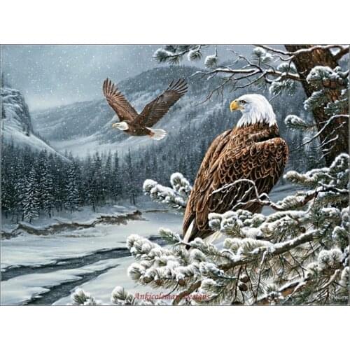 Needlework for embroidery DIY French DMC Color High Quality - Counted Cross Stitch Kits 14 ct Oil painting - Winter Eagles
