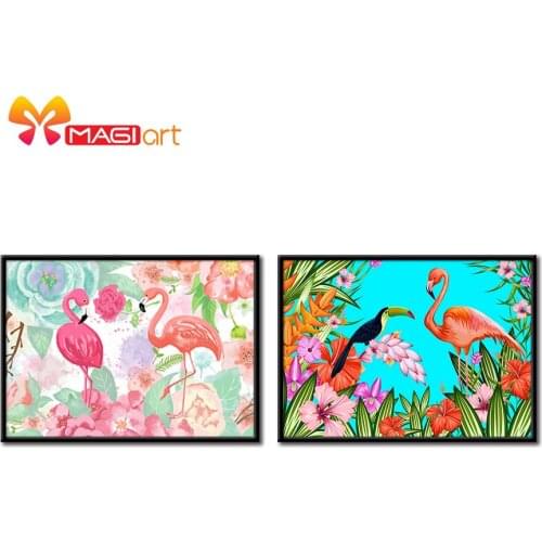 Cross stitch kits Embroidery needlework sets 11CT water soluble canvas patterns 14CT Animals Flower And Flamingos-NCMA021