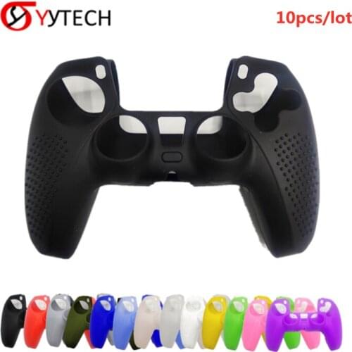 YYTECH 10pcs Anti-Slip Silicone Cover Solid Colorful Skins for PS5 Controller Protective Shell