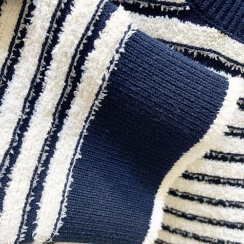 2021 Spring Summer Stripe Short Sleeve Knitwear Women Knitted Sweater Pullover Top