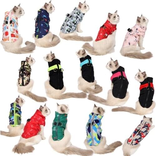 Winter Warm Pet Clothes Dog Jacket Vest with Harness Soft Padded Puppy Cat Zipper Coat for Small Medium Large Dogs S-7XL
