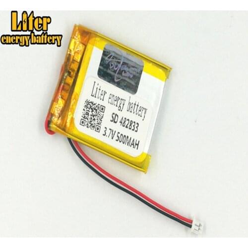 1.25MM 2pin connector 3.7V 482833 500mah Rechargeable lipo battery solar li ion polymer lithium battery e-books GPS PDA
