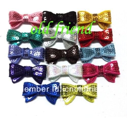 1.4" Mini Sequin bows, hair bow for headband, hair clips, 15 color IN STOCK Free Shipping 150pcs/lot