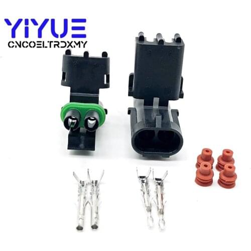 10 Set 2 Pin 12010973 12015792 Female Male Weather Pack Electrical Wire 2.5 Connector Plug Sealed Wiring Automobile Connectors