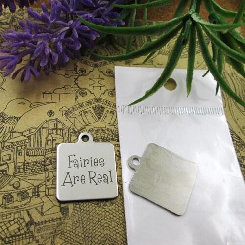 20pcs--"Fairies are Real"stainless steel charms 5 styles for choosing DIY Charms for necklace bracelets