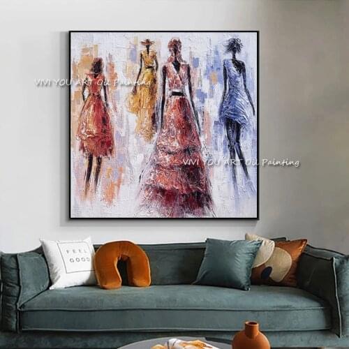 100% Handmade Classical African Woman Canvas Painting Abstract Africa Posters Wall Art Picture Aesthetic Room Home Decoration