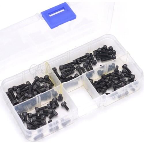 100pcs M3 x 6mm 8mm 10mm 12mm Hex Bolt Socket Head Cap Screws Kit Assortment Comes in a Storage Box Machine Screws For RC Parts