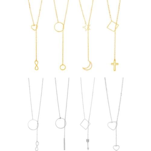 2020 personality female short necklace gold color stainless steel long pendant necklace female necklace necklace jewelry gift