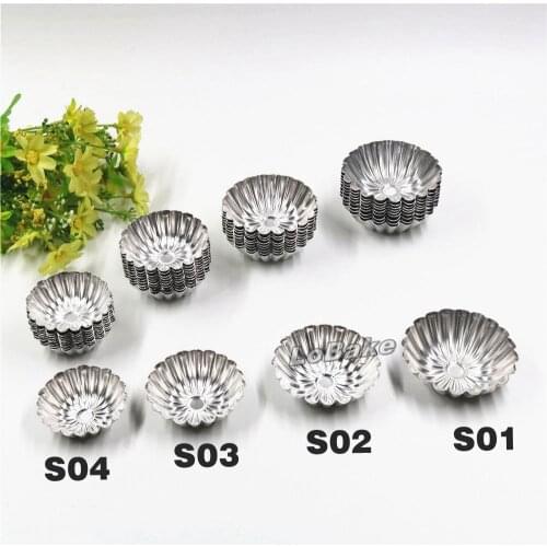40pcs/lot) 4 styles 5.2, 5.8, 6.5, 7cm diameter flower aluminium tart mold cupcake cheesecake moulds chocolate mold DIY bakery