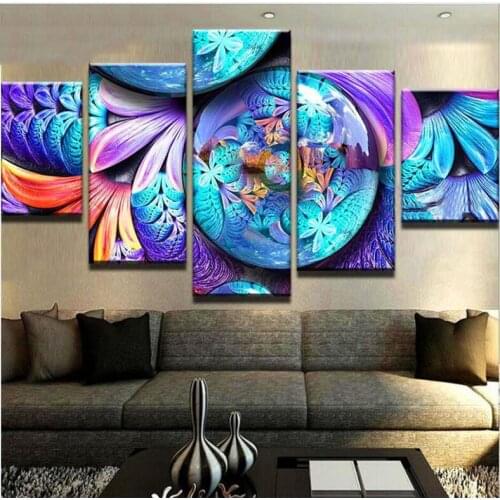 5 Pieces Blue Abstract Flower Line Cloud Diy Diamond Painting Landscape Full Square Round Drill 5D Embroidery MosaicZP-2956