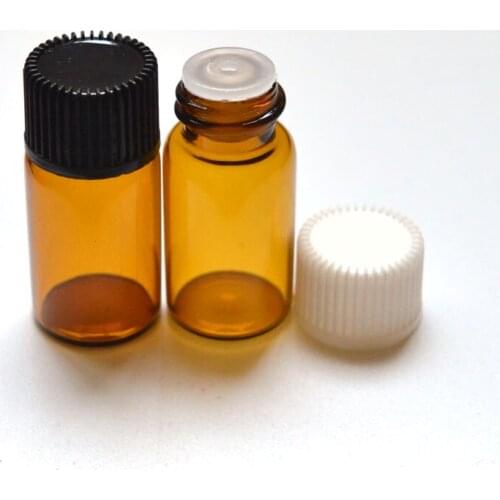 50pcs 3ml Mini Amber E Liquid Glass Bottle with Orifice Reducer Tip Small Essential Oil Clear Vial
