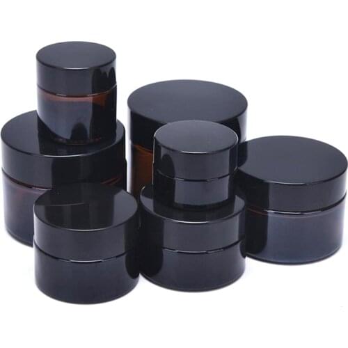 5g/10g/15g/20g/30g/50g/60g Glass Amber Brown Cosmetic Face Cream Bottles Lip Balm Sample Container Jar Pot Makeup Store Vials