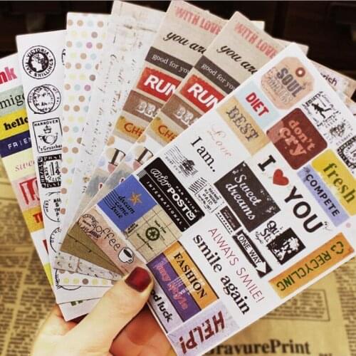 6pcs / Package Retro Postmark Letter Sticker Picture Book Scrapbook Paper DIY Handmade Crafts Decoration Children Stationery