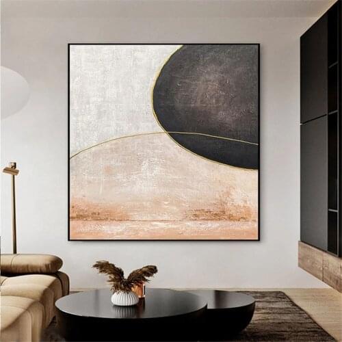 Handmade Abstract Oil Painting Wall Art Modern Minimalist Geometric Picture Large Size Canvas Home Decor For Living No Frame