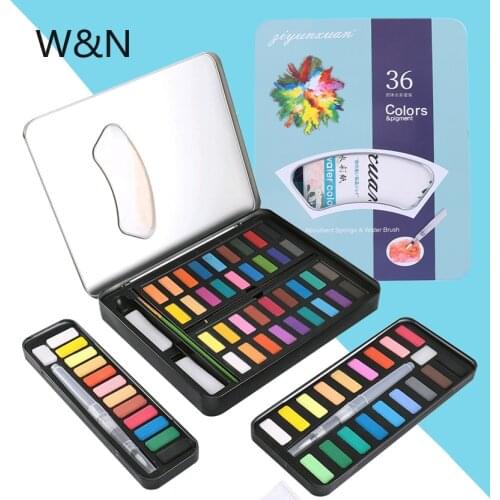 12/18/24/36 Colors Watercolor Paint Set Box Draw Solid Watercolor Pigment With Water Soft Brush Pen Art Supplies Dropshipping