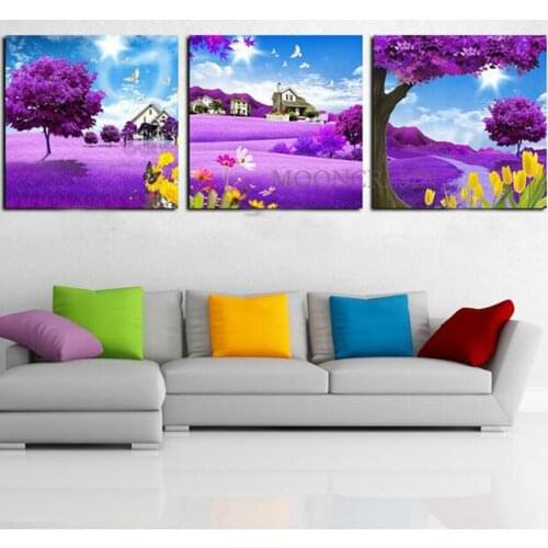 5D DIY Diamond Painting Cross Stitch Triptych Garden & Castles Diamond Mosaic Full Square Drill DIY Diamond Embroider Decoration