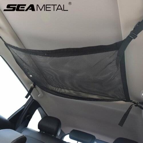 Car Mesh Net Accessories Interior Auto Roof Storage Bag Universal Travel Organizer Pocket Nets Polyester Mesh Goods Car-Styling