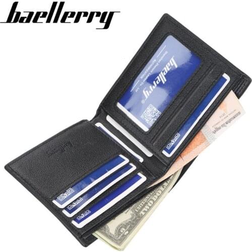 Baellerry Business Wallet Soft Leather Mens Purse Pocket Folding Wallets Slim Multi-Card Plaid Wallet Youth Fashion Card Holder