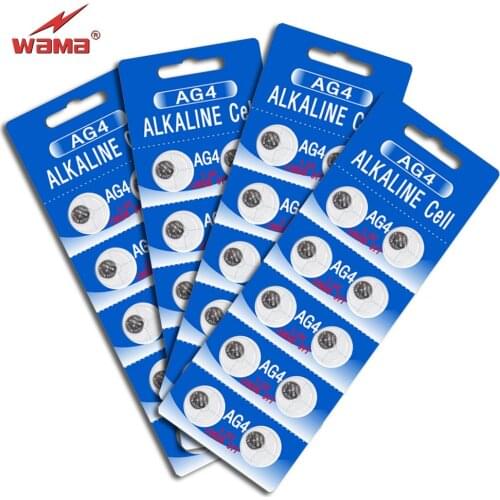 40pcs/4pack Wama AG4 Button Cell Coin Battery SR626 LR66 177 626 SR66 377 LR626 1.5V Alkaline Batteries Disposable Drop ship