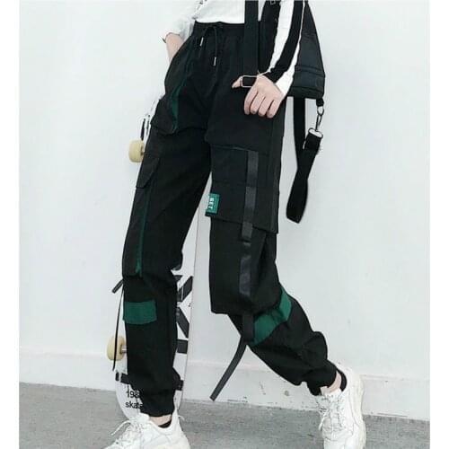 Womens Cargo Pants 2020 Fashion Womens Joggers Ankle Length Elastic Waist Female Loose Harajuku Trousers Casual Haren Pants