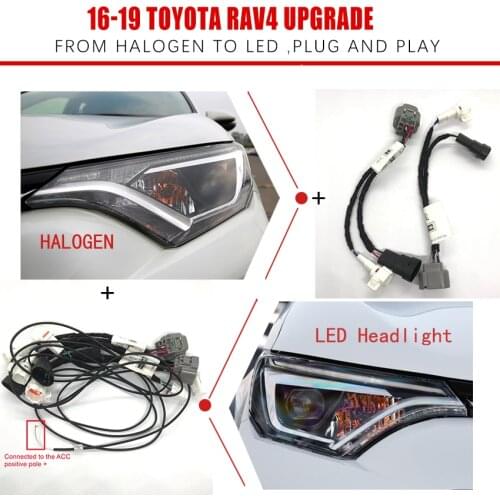CZMOD Car Headlight Modification Upgrade For Toyota 2016-2019 RAV4 Special Car Transfer Wiring Adapter Harness Cable