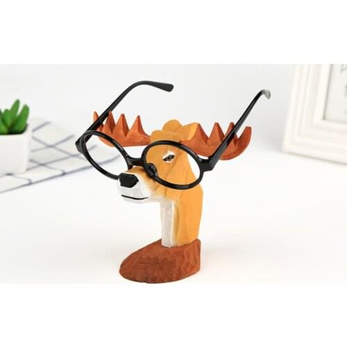 Wood Animal Shaped Glasses Display Frame Hand Carved Eyeglass Holder Giraffe deer Stand rack for Office Desk Home decorati Gift