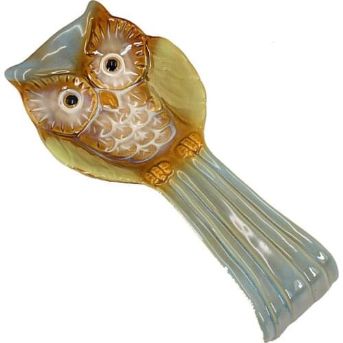 Spoon Holder Cooking Utensils Kitchen Tool Table Decoration 24.5*10.5cm Heat Resistant Cute Owl Design 300g Ceramic Crafts