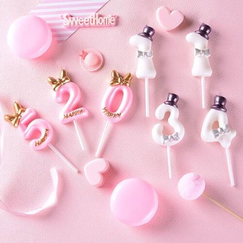 Kids Birthday Number Candle Princess/ Prince 0-9 Number Decorative Heart Cake Cupcake Topper Party Supplies Cake Decorating