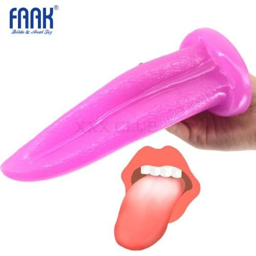 Original FAAK 20*5.7cm oral sex tongue for C-spot orgasm masturbation, soft flexible with suction cup, sex toys for women