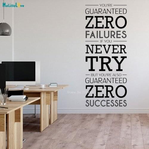 Zero Failures or Zero Successes Office Wall Quote Sticker Encourage Innovation Teamwork Art Studio Decals Vinyl Décor YT3416