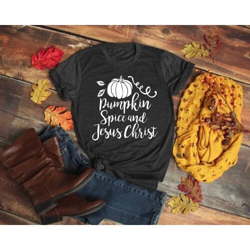 Pumpkin Spice Jesus Christ T-Shirt Halloween Christian Grunge Tee Causal weekend Slogan Tops Pink Clothes Vintage Graphic Outfit
