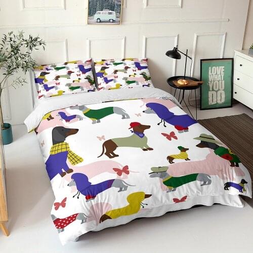 Dachshund Bedding Set High Quality Duvet Cover Cartoon Animal Comforter Soft Twin Single Full Queen King Home Textile