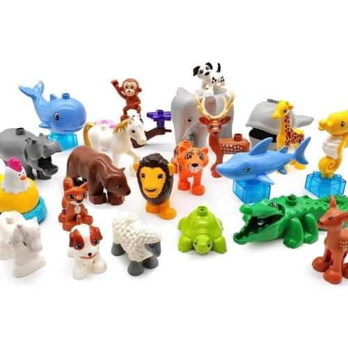 Big Size DIY Animals Assemble Building Blocks Accessory Toys For Children Compatible Big Size Animals Sets Zoo Bricks Baby Gift