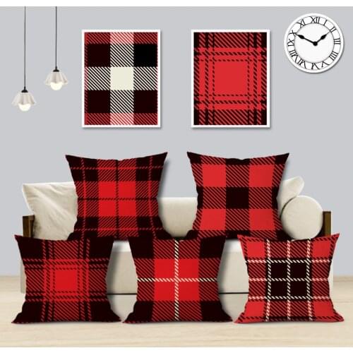 Contracted and Classic Plaid Pillowcase Sofa Durable and Tough Linen-cotton Home Decoration Cushion Cover Chair Decoration Gift