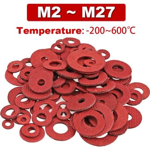 Red paper washer Red Steel Flat Steel Fiber Gasket Insulation Washer, Sealing Ring Gasket,M2,M2.5,M3,M4,M5,M6,M8,M10, M14, M20