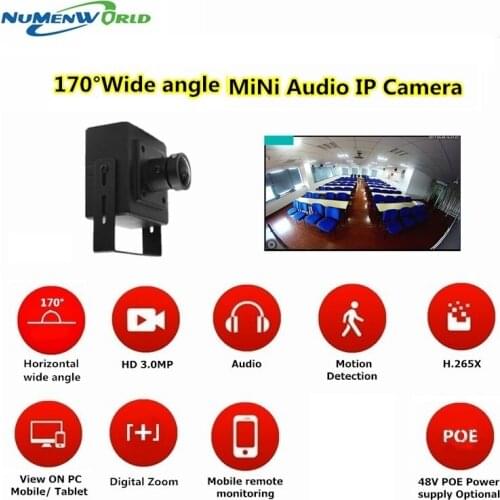 Mini 3.0MP IP Camera 170degree Wide angle HD webcam CCTV Surveillance Video camera ONVIF P2P support smartphone remote veiw