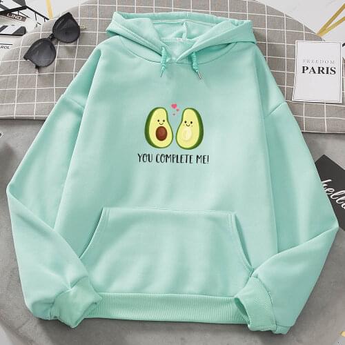 Kawaii Couple Sweatshirt Fashion Kawaii Avocado Graphics Printing Hoodies Harajuku Womens Plus Size Turtleneck Vegan Clothes
