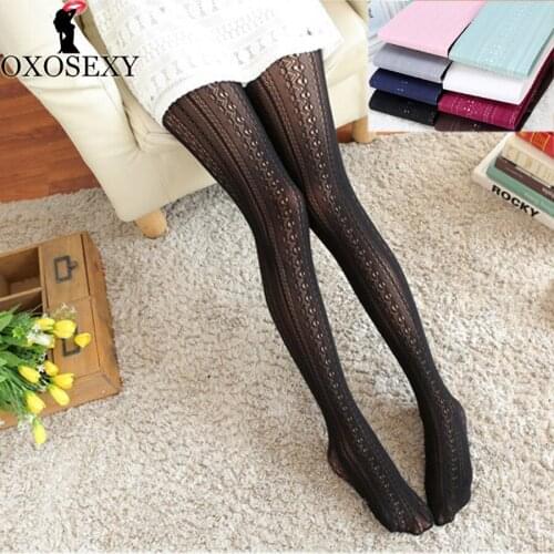 2017 Hot 9 color thin black hollow dance sexy stockings Women Fishnet Pantyhose Mesh Thigh High Stocking lace sexy lingerie 038
