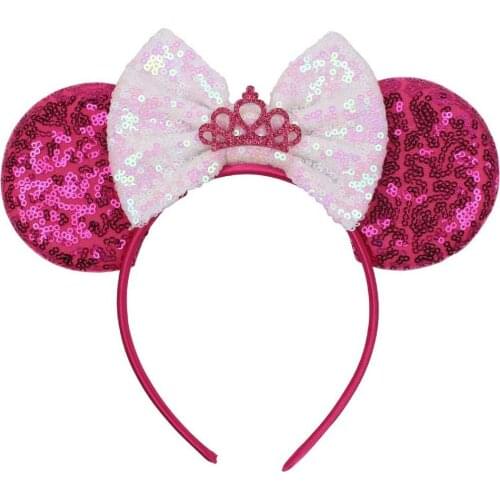 2020 New 3.3" Mouse Ears Headband Big Sequin Bow Snow Princess Hair Band For Girls Women DIY Hair Accessories Headbands