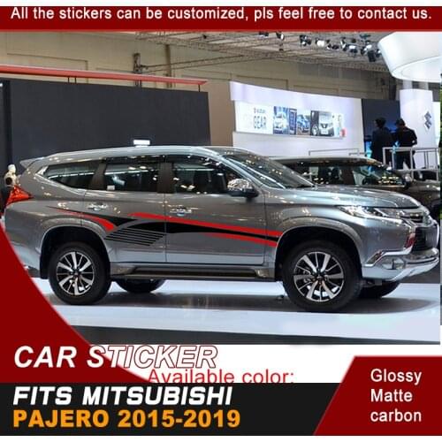 Fit For MITSUBISHI PAJERO SUV 2015 2016 2017 2018 2019 Car Decals Side Body Racing Stripe 2 Colours Graphic Vinyl Car Sticker