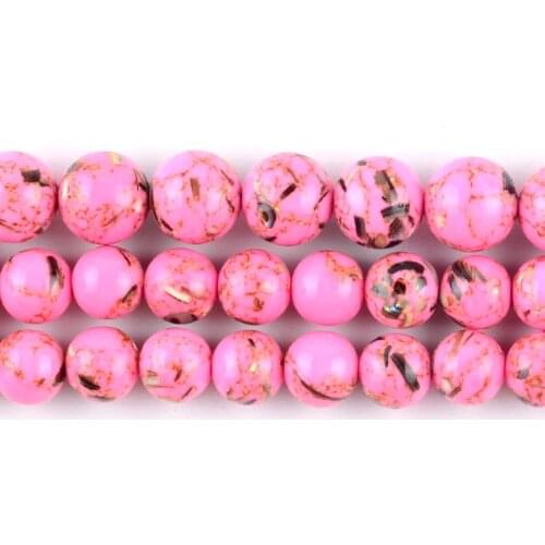 Pink Shell Howlite Turquoises Stone Beads Round Loose Spacer Beads For Jewelry Making DIY Bracelet Handmade 4/6/8/10/12mm